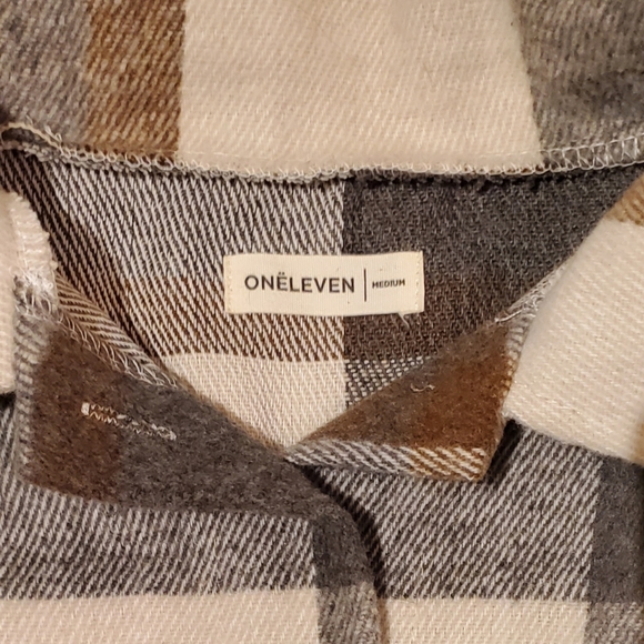 New ONELEVEN LONG PLAID FLANNEL JACKET SHACKET M - Picture 7 of 9